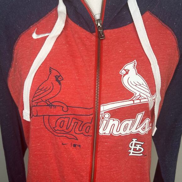 Nike women's NWT red MLB St. Louis Cardinals  cotton zip up hoodie jacket size L - Picture 2 of 11
